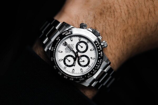 BT Factory Rolex Daytona Panda superclone dial close-up – sub-dials, hands and markers detail