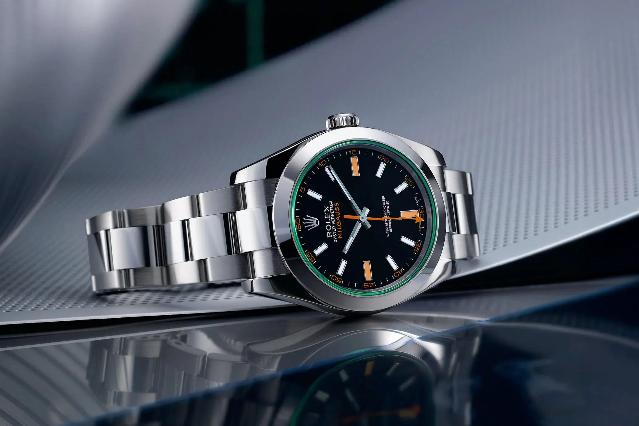 Super Clone Rolex Milgauss Black Dial Oyster Bracelet