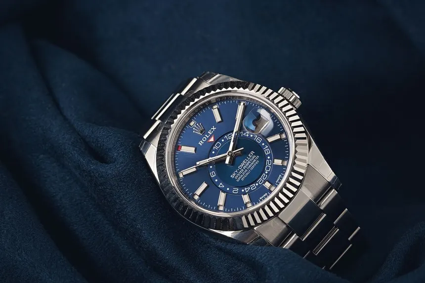 Super Clone Rolex Sky-Dweller Blue Dial Fluted Bezel