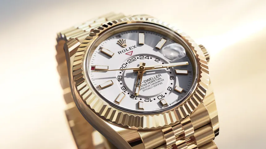 Rolex Sky Dweller White Dial Gold Case